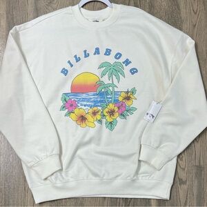 NWT Billabong Cream Tropical Graphic Crewneck